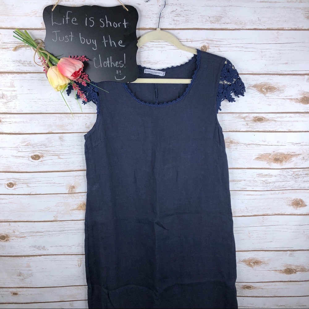 Martina Innocenti floral crochet trim linen dress